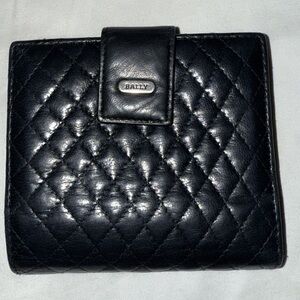 Bally Black Quilted Kiss lock Leather Wallet
